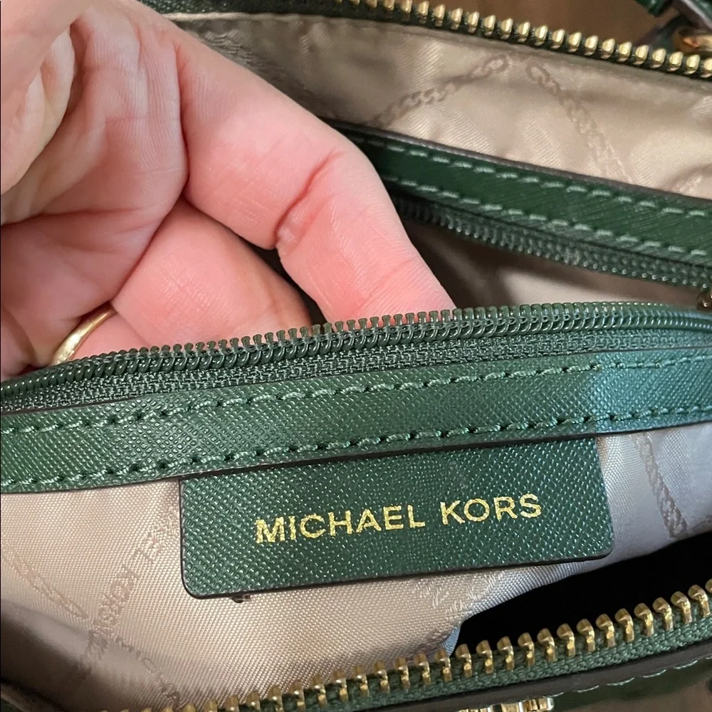 Michael Kors Sullivan Small Green Saffiano Leather Satchel with Tassel Charm